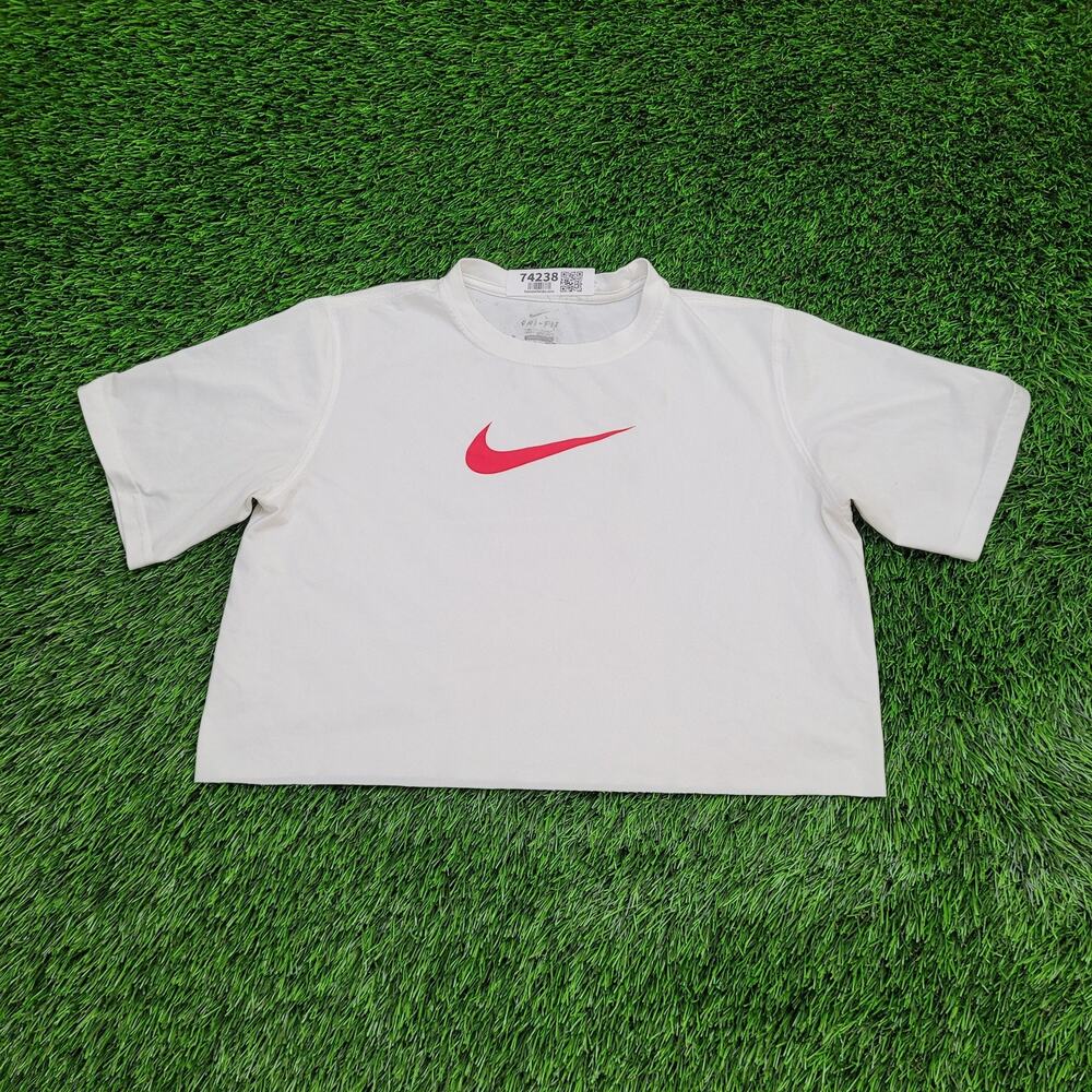 NIKE Dri-Fit Crop-Top Shirt Womens Large 20x16 Center-Check